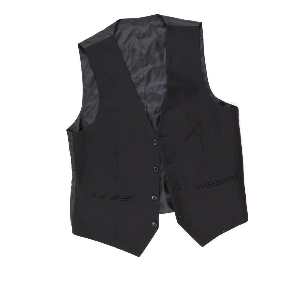 Gianni Uomo Suit Vest Waistcoat Black Solid 38S NEW